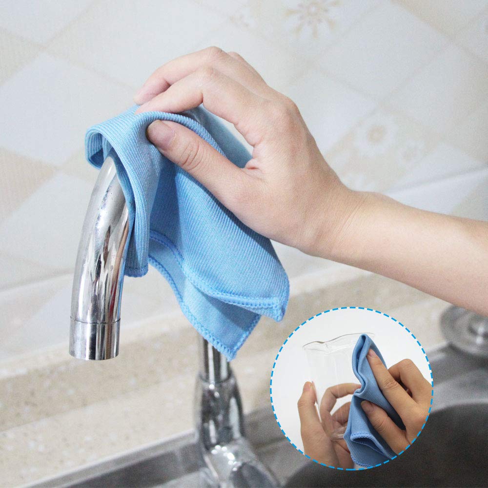 Auto Care Microfiber Glass Cleaning Cloths Towels for Windows Mirrors Windshield Computer Screen TV Tablets Dishes Camera Lenses Chemical Free Lint Free Scratch Free (8 Count)