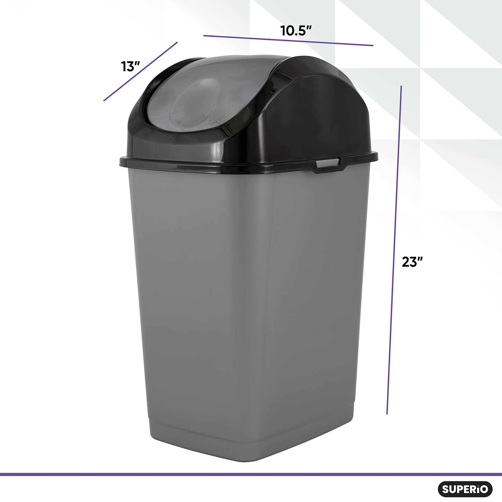 Office Trash Can with Lid 9 Gallon Kitchen Garbage Can Bedroom Waste Basket 37 Qt. Swing Top Trashcan Plastic Durable Waste and Recycle Bin (2 Count)