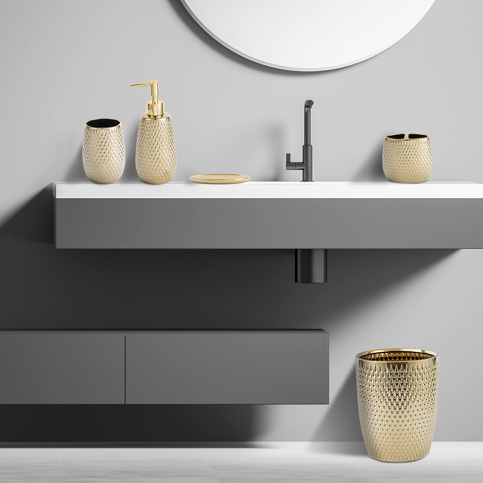 Modern Golden Small Trash Can Wastebasket