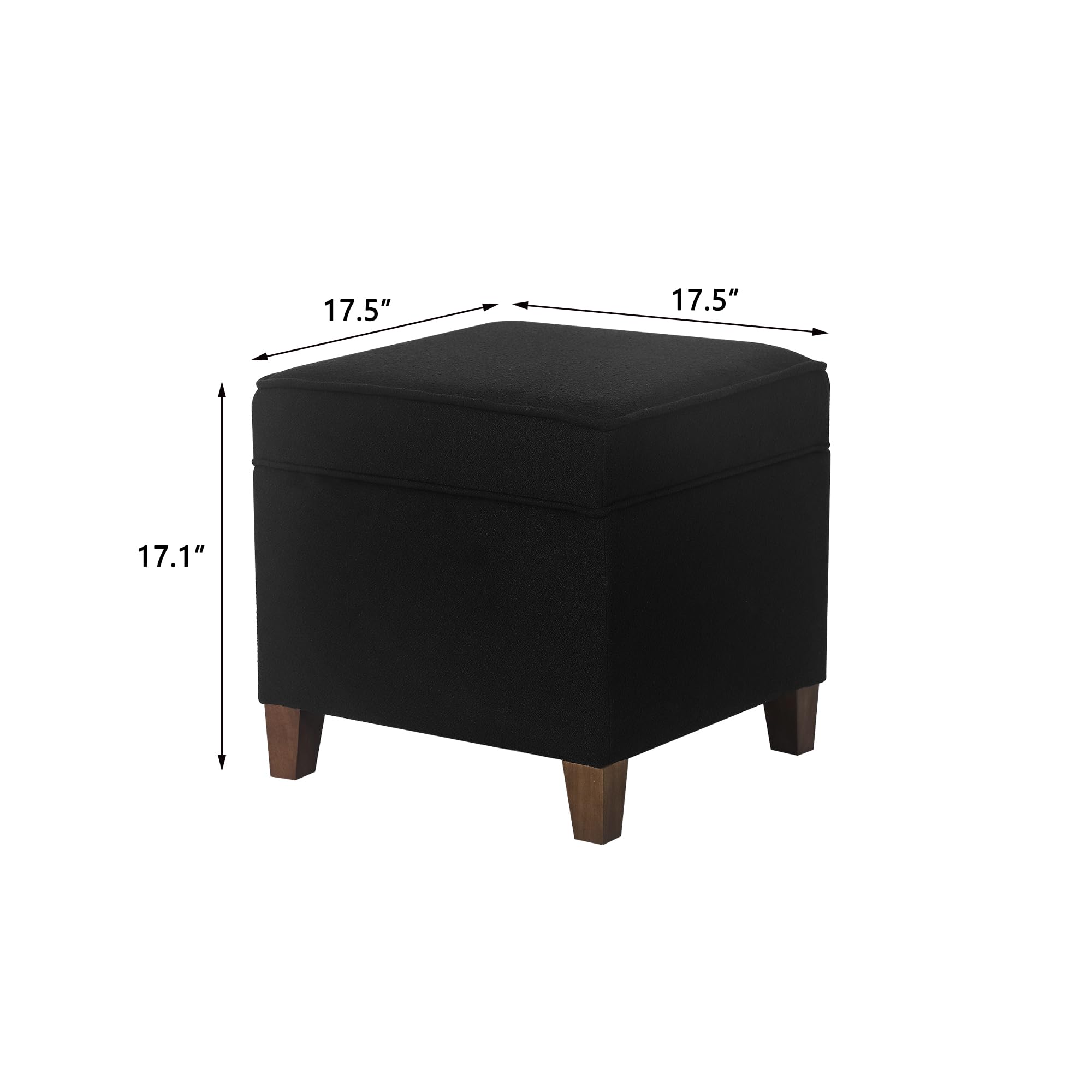 17.5" Square Fabric Ottoman with Storage