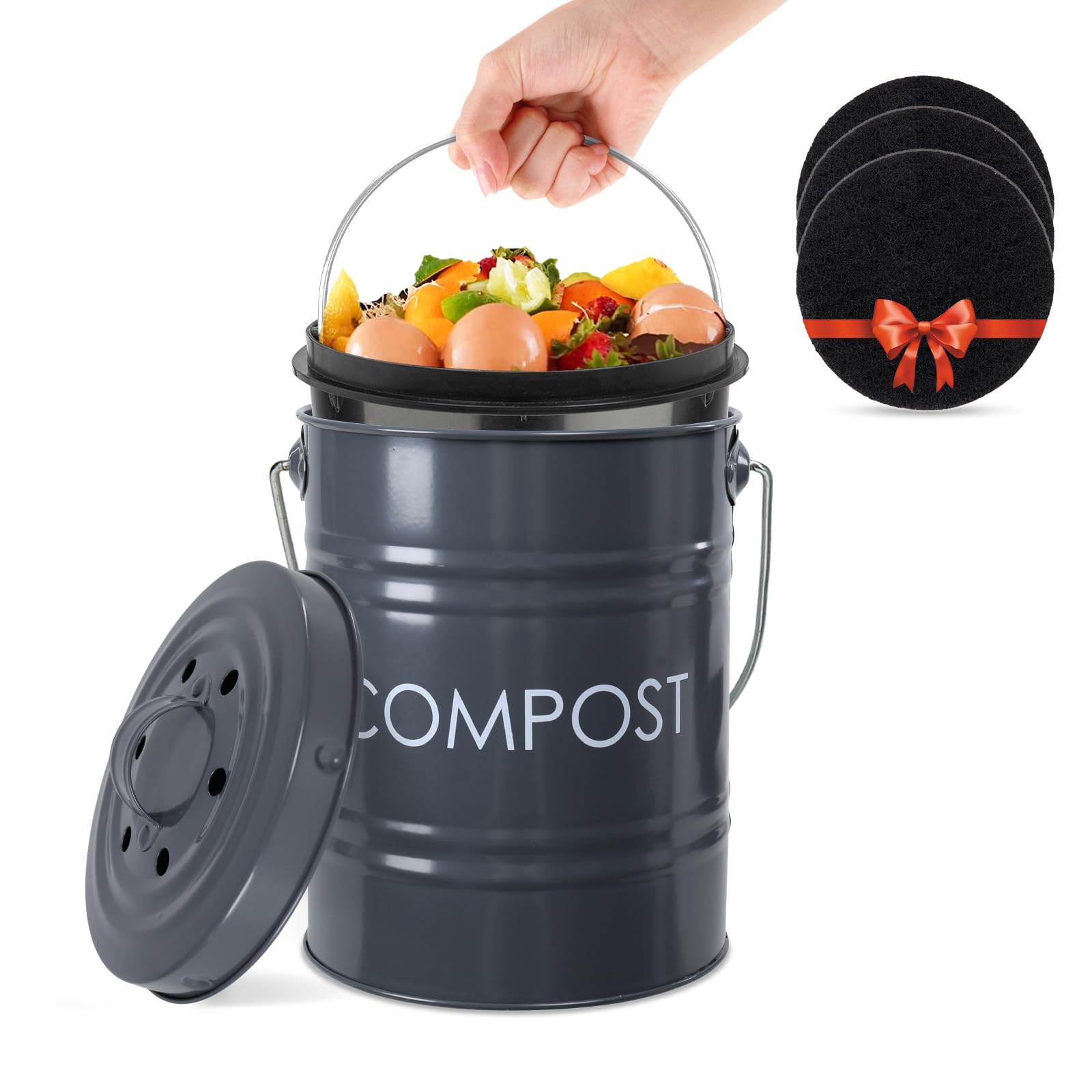 Compost Bin Kitchen Countertop Composter with lid