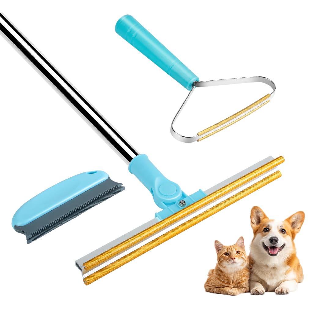 3 in 1 Carpet Rake for Pet Hair Removal