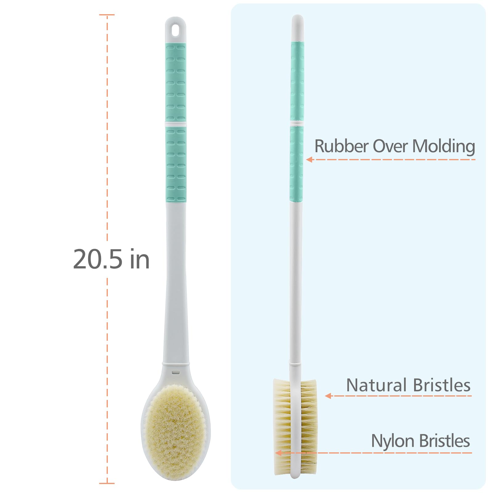 Shower Brush with Soft & Stiff Bristles