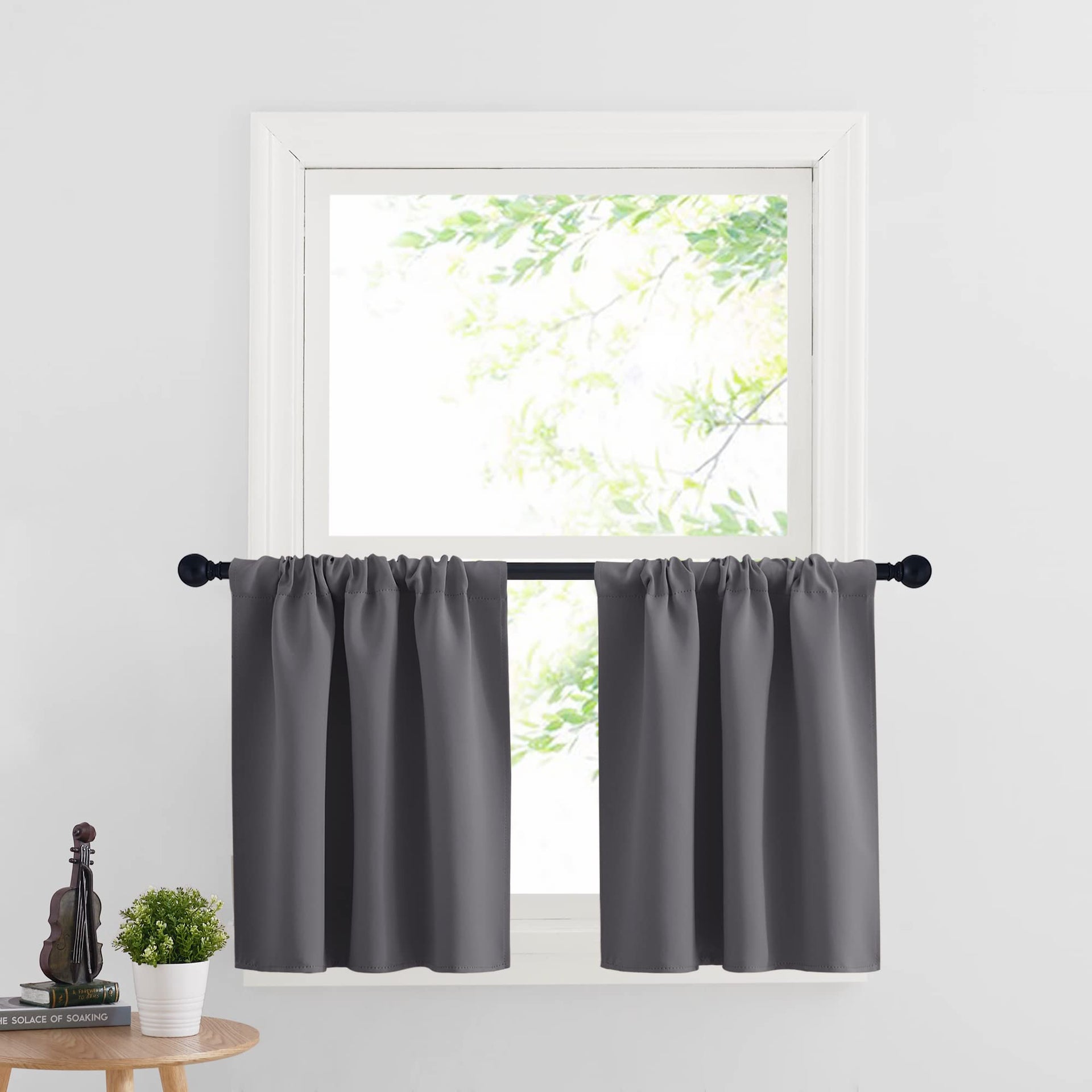 Cafe Blackout Curtains 24 inch Length