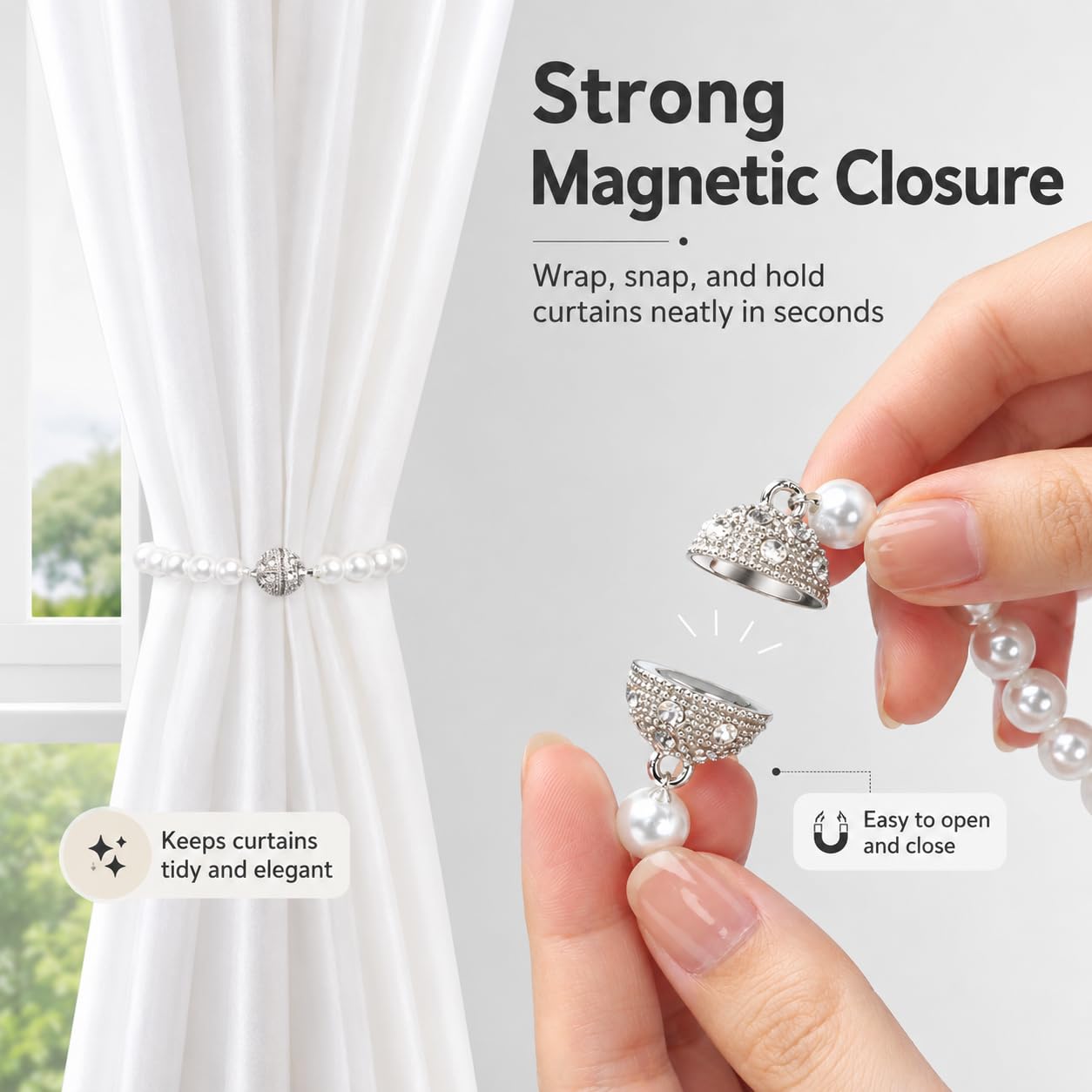 Pearl Bow Magnetic Curtain Tiebacks 2 Pack (2 Count)