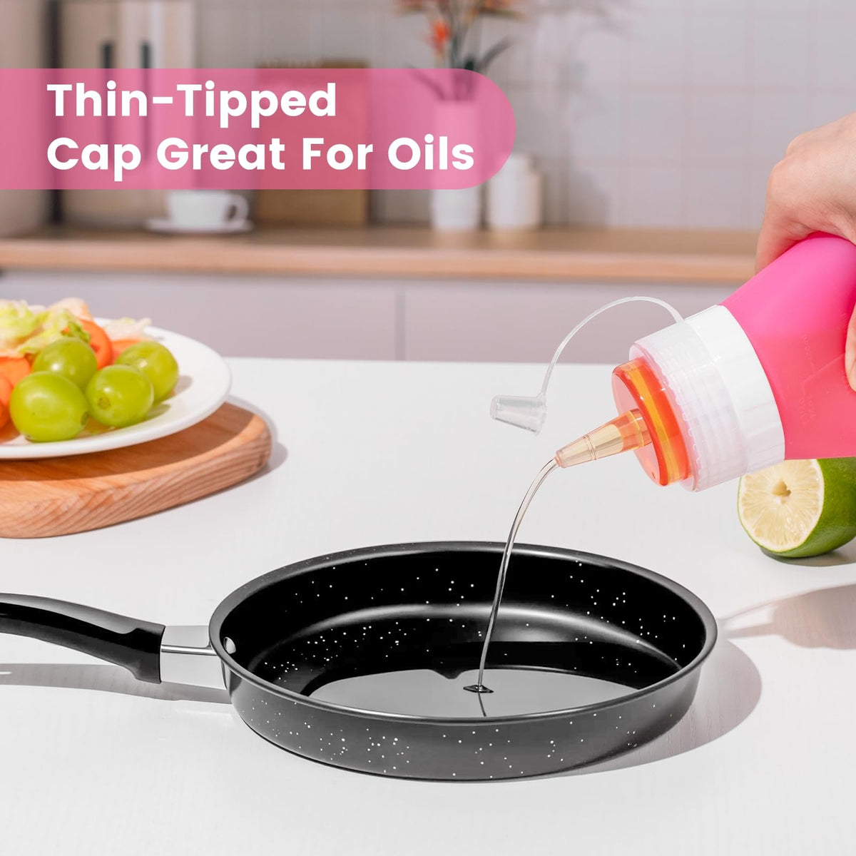 16 oz Silicone Squeeze Bottles for Sauces & Oil (4 Count)