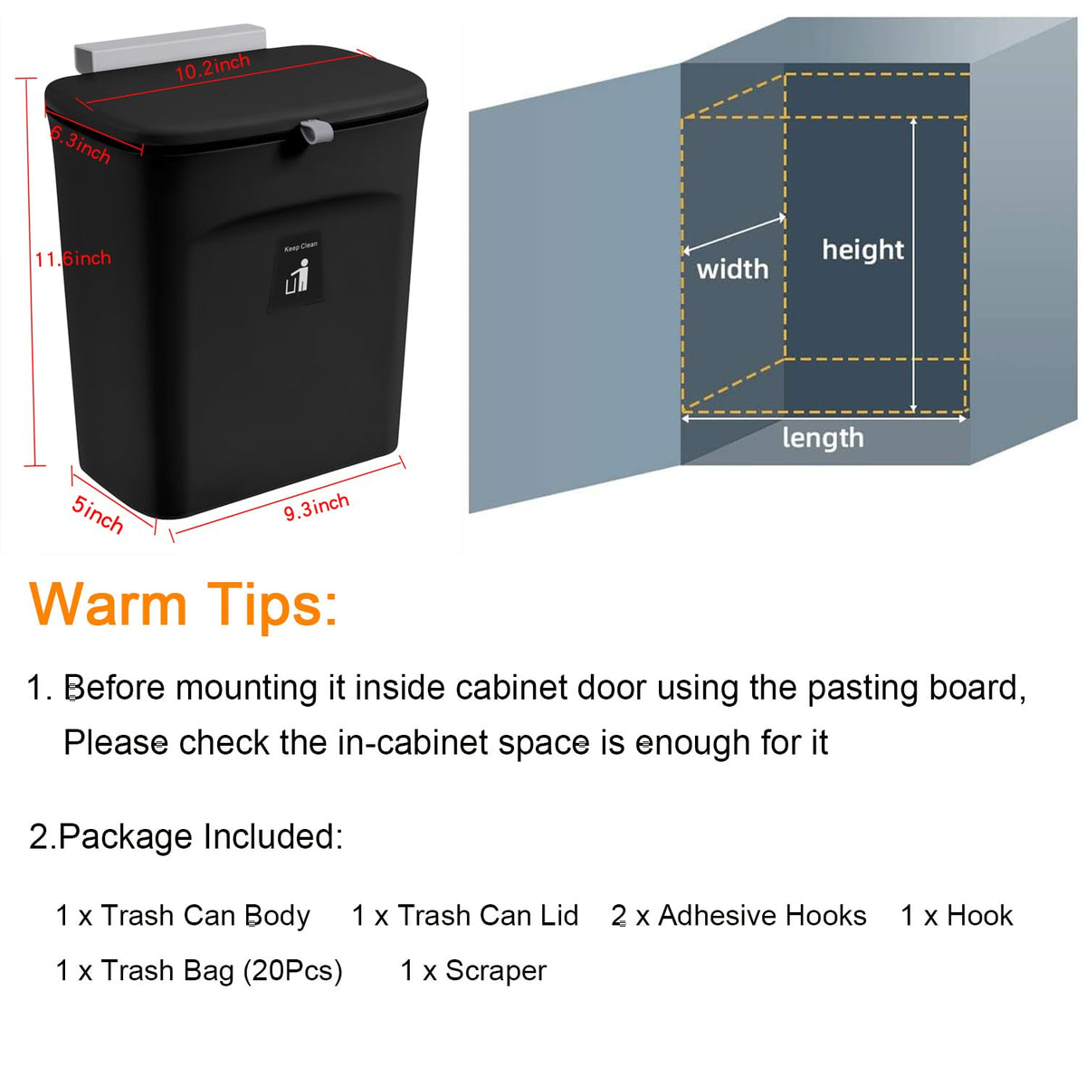 2.4 Gallon Kitchen Compost Bin for Counter Top or Under Sink