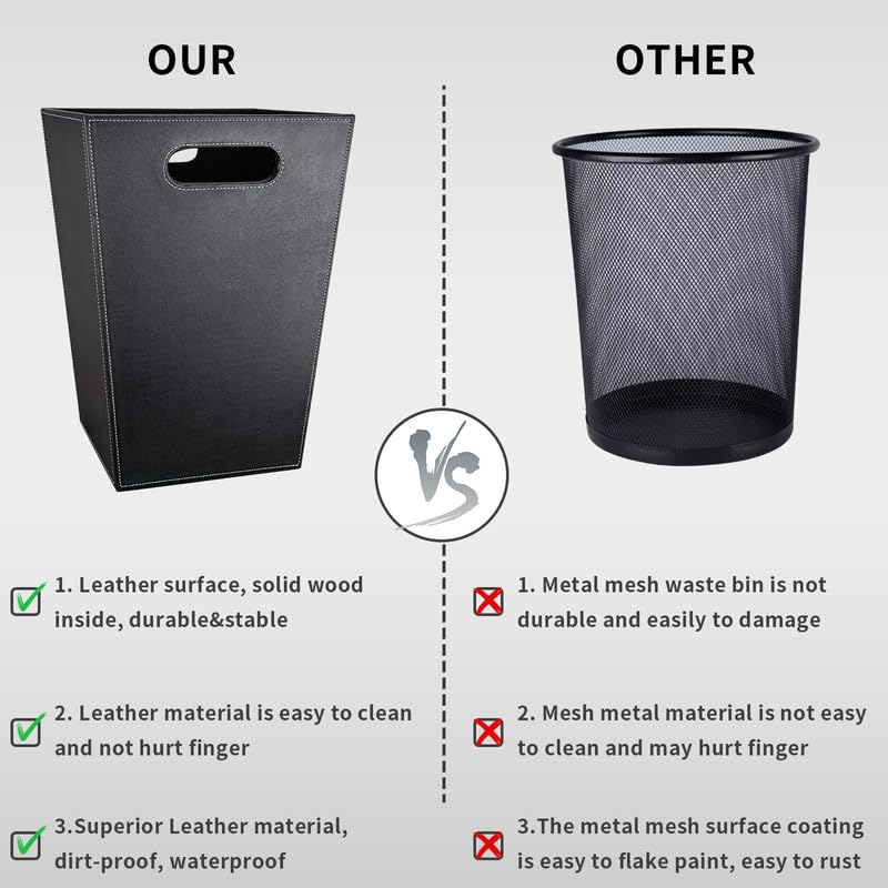 Pu Leather Trash Can for Bedroom