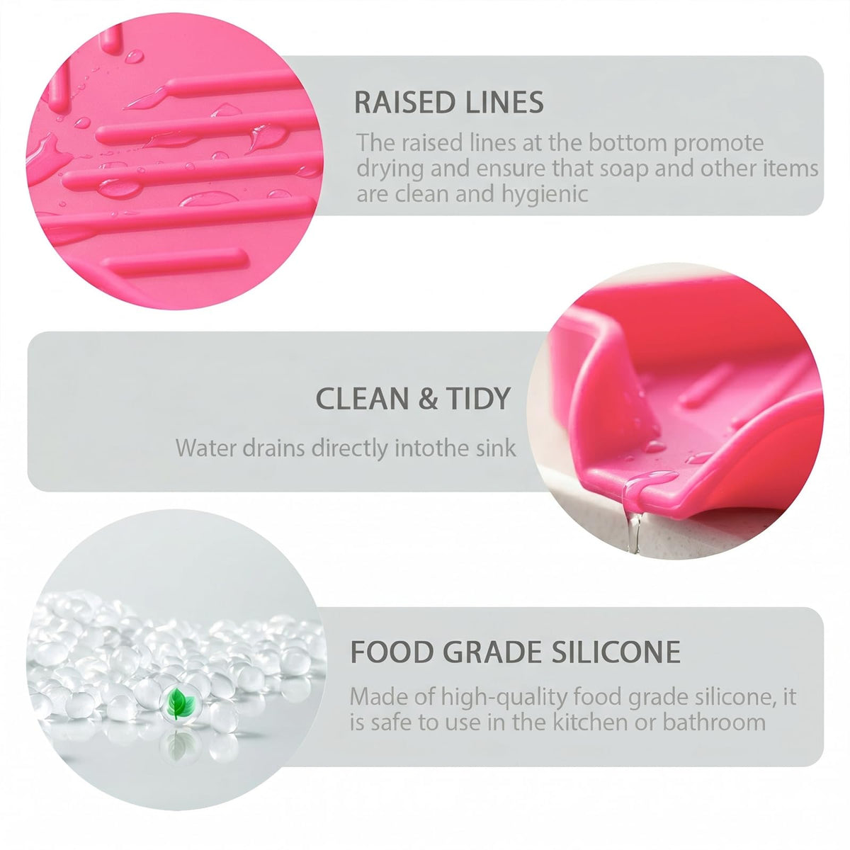 Silicone Soap Dish with Drain Spout