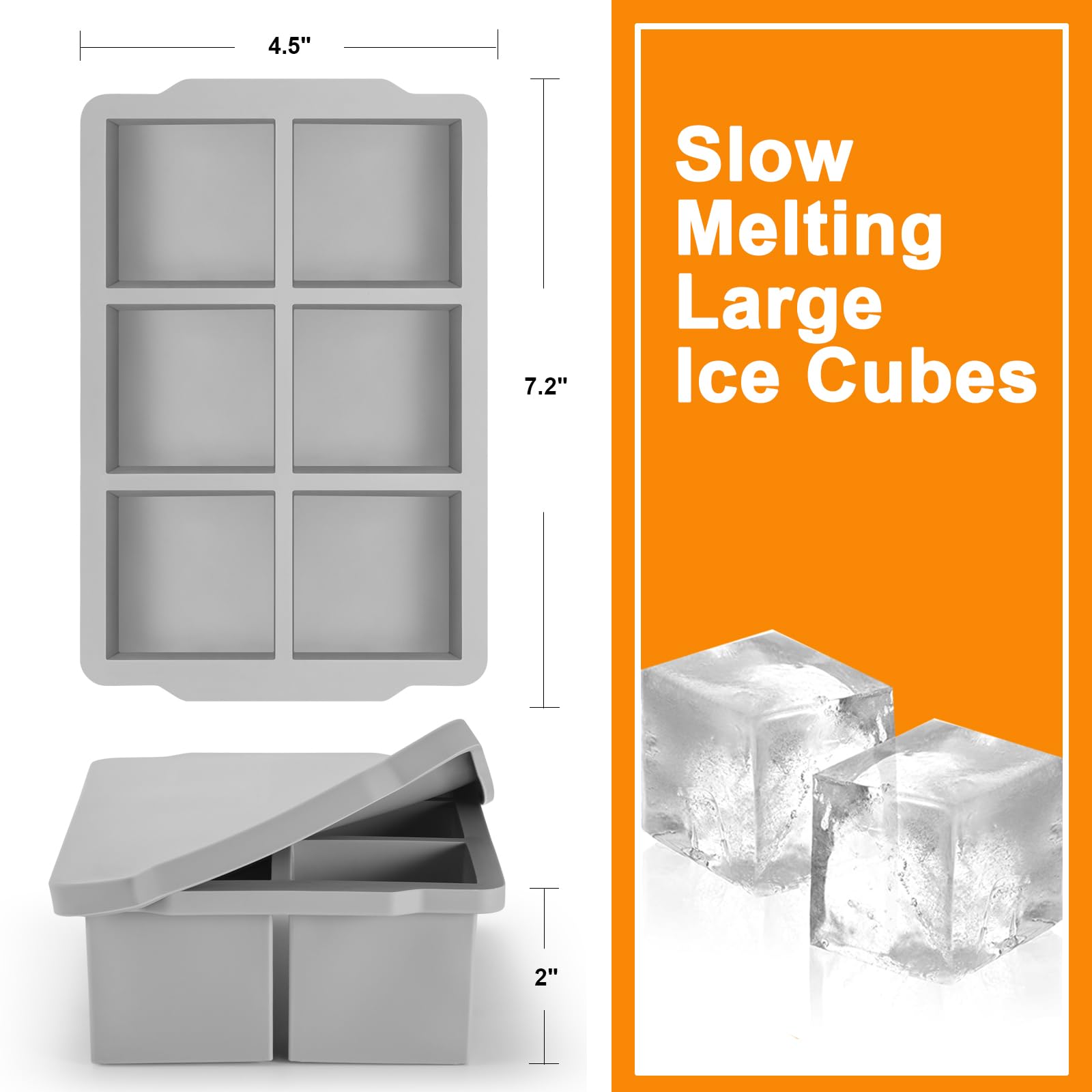Large Ice Cube Tray with Lid Pack of 2 (2 Count)