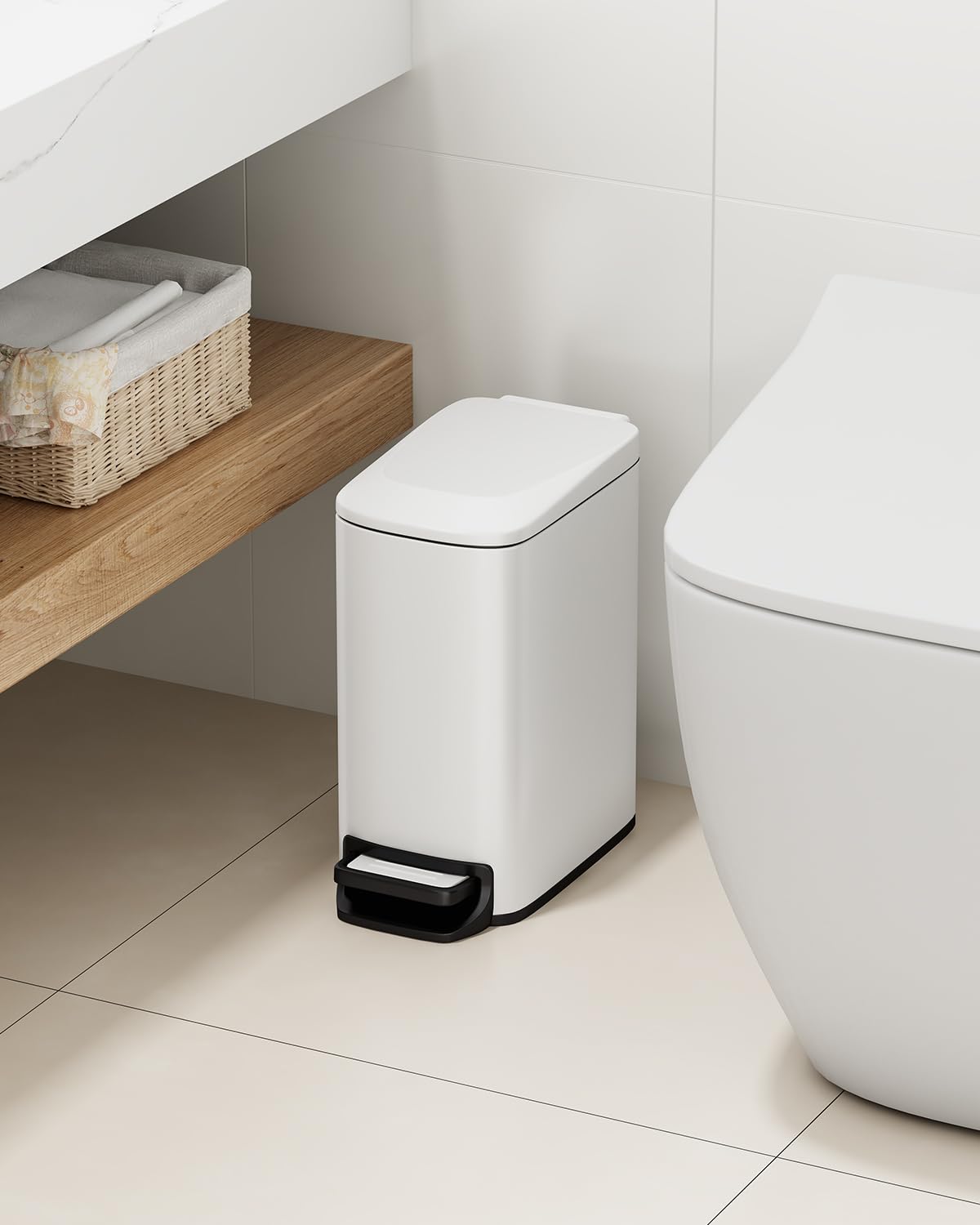 Small Bathroom Trash Can with Lid