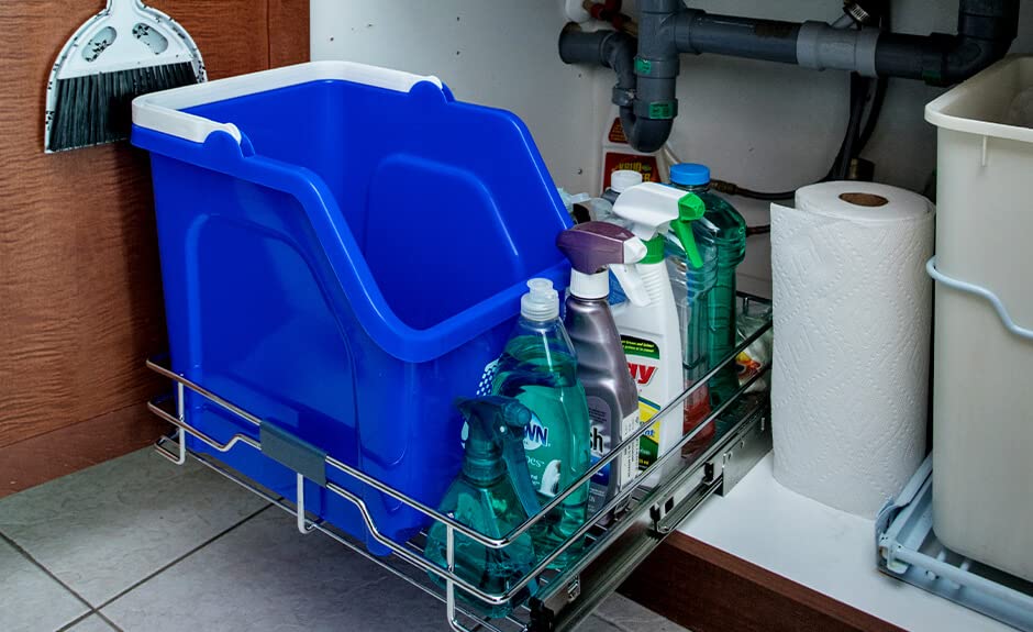 Blue Recycle Bin 6 Gallon Stackable Recycle Bins for Kitchen with Handle (20 Count)