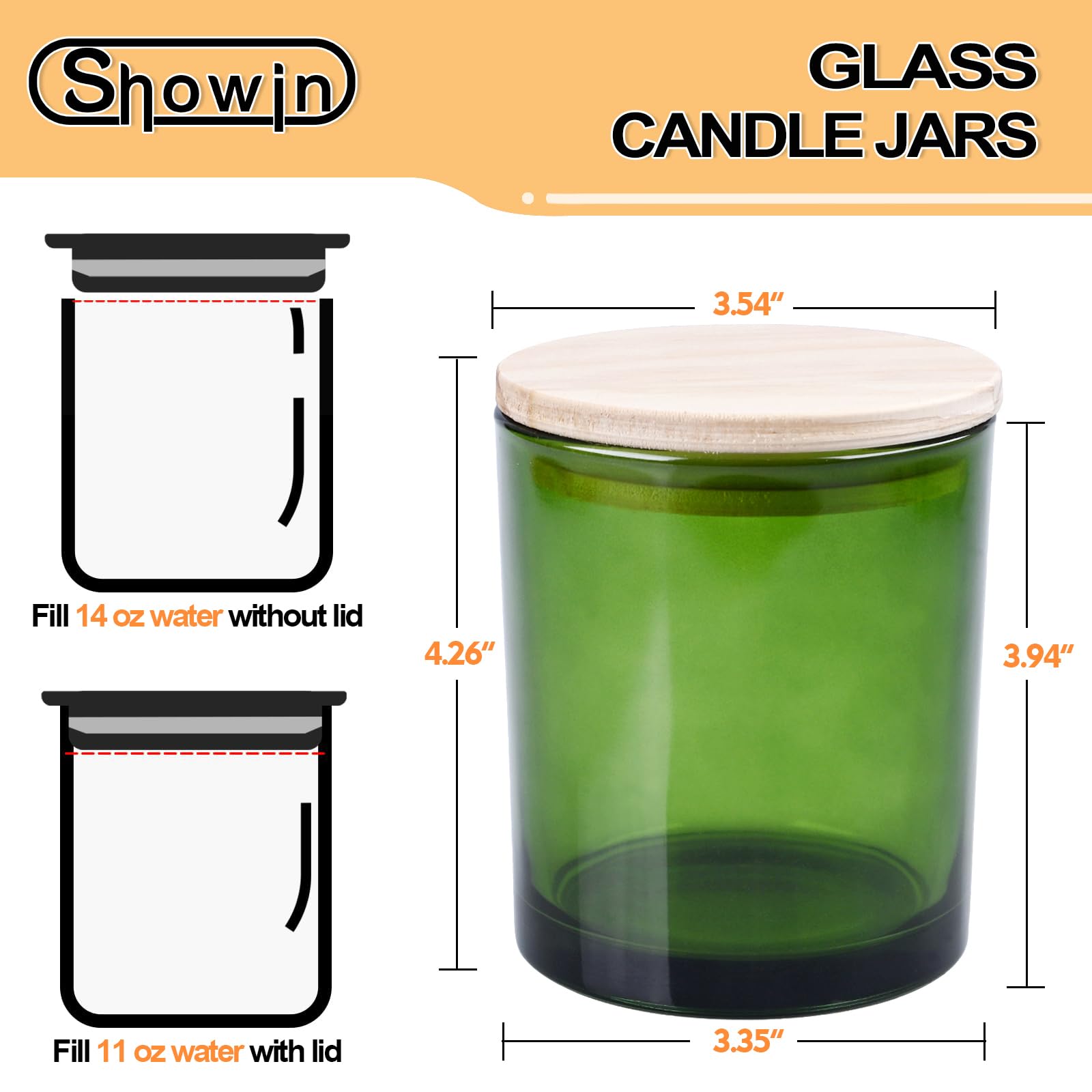 14 OZ Thick Candle Jars for Making Candles 12 Pcs (12 Count)