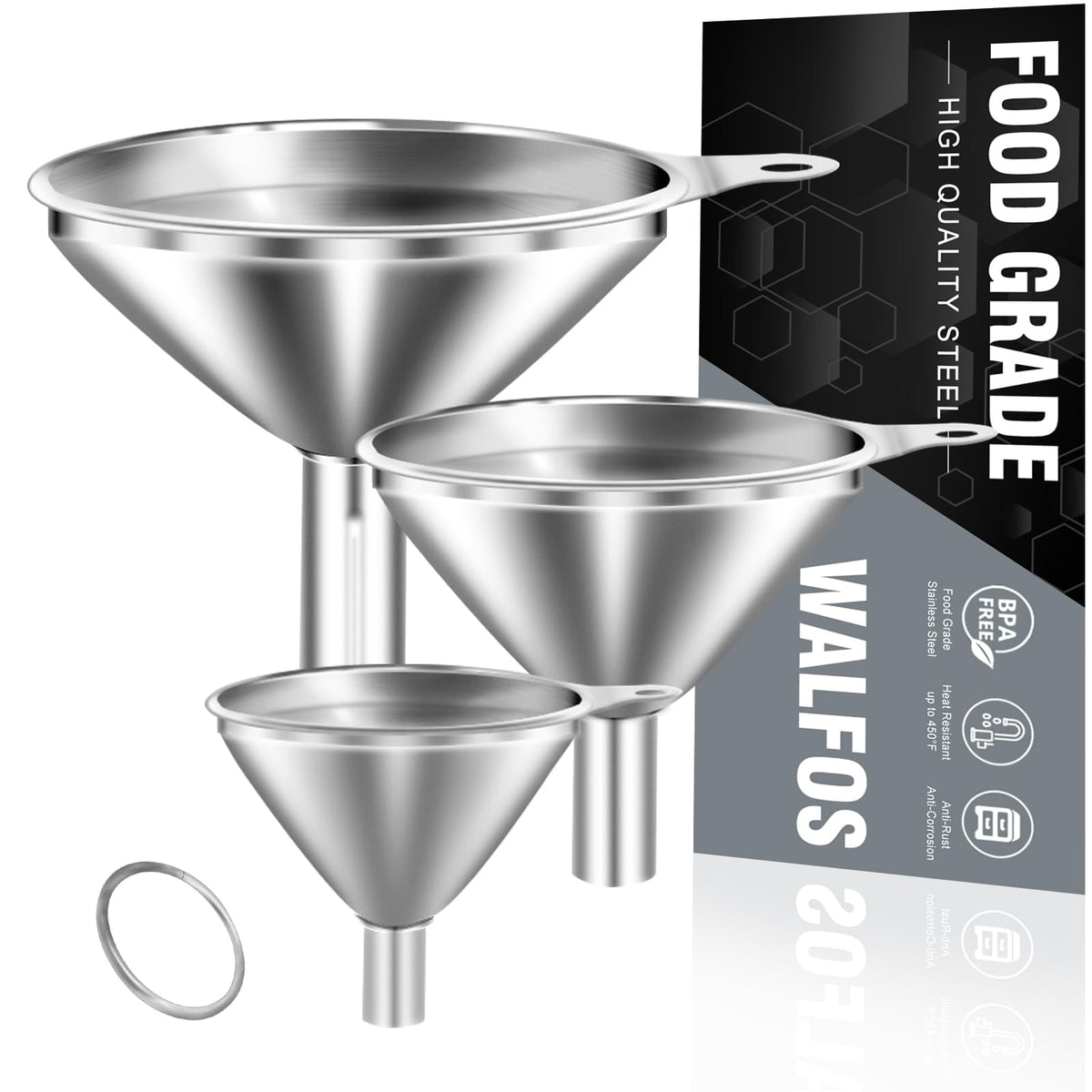 Mini Stainless Steel Funnels (3 Count)