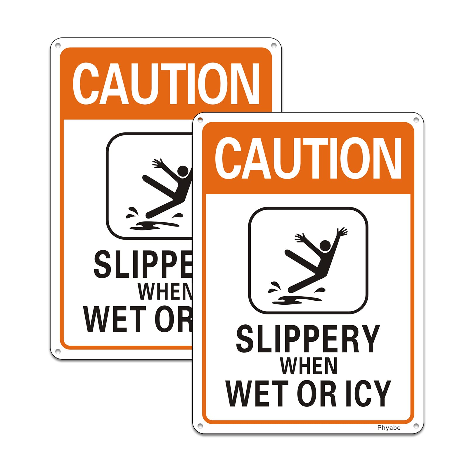 2 Pack Caution Slippery When Wet or Icy Sign (2 Count)