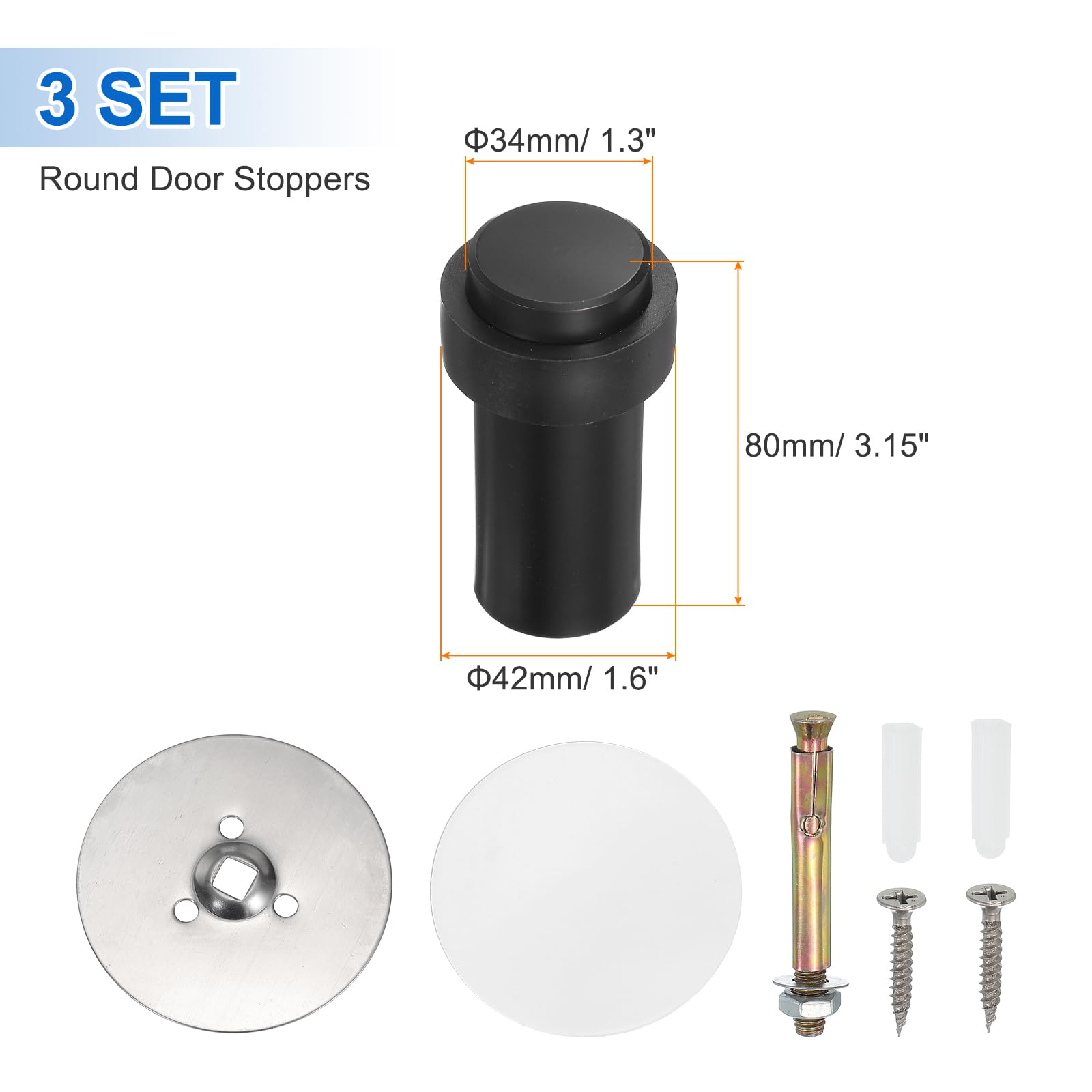 3Set Round Door Stoppers