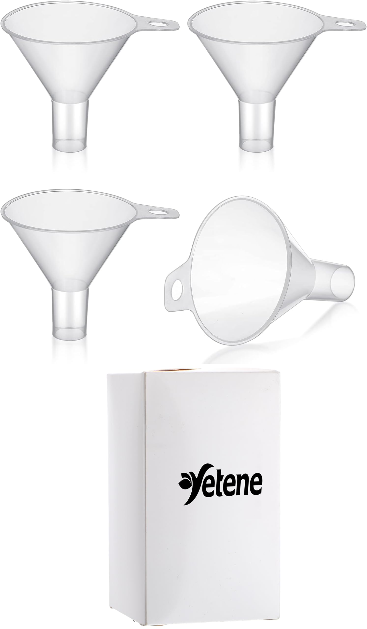 4 Packs Small Plastic Funnel for Filling Small Bottles 2.56 Inch Clear Wide Mouth Plastic Funnel for Filling Water Powder Essential Oils Perfumes Kitchen Bath Garage Use (4 Count)