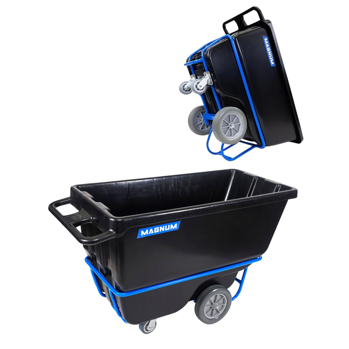 Tilt Truck, 1/2 Cu. Yd. Capacity Dump Cart with Non-Marking 12” Wheels & 5” Casters & Forklift-able Frame for Jobsites, 850 lbs, Trash Cart with Wheels DUC12T-F-NM-02PK (2-Pack) (2 Count)