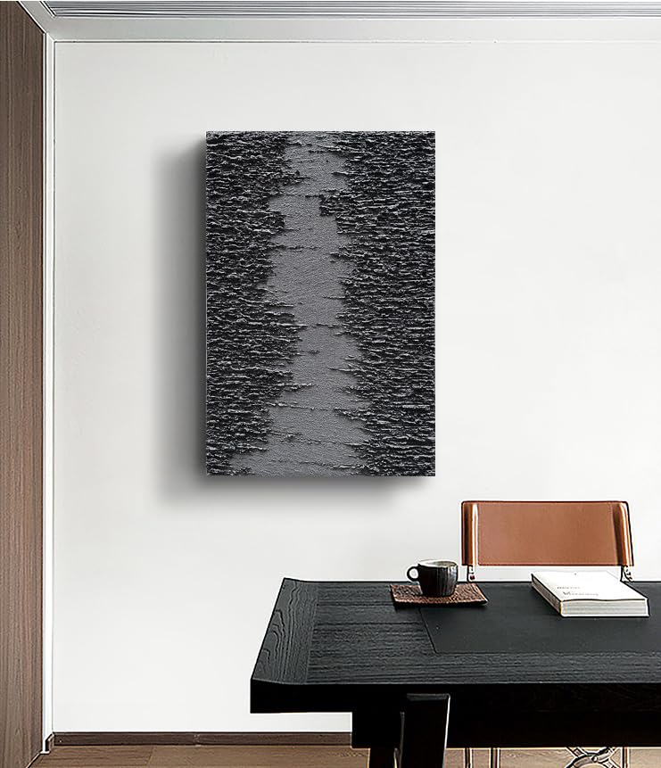 Art Hand painted Thick textured black abstract style oil painting