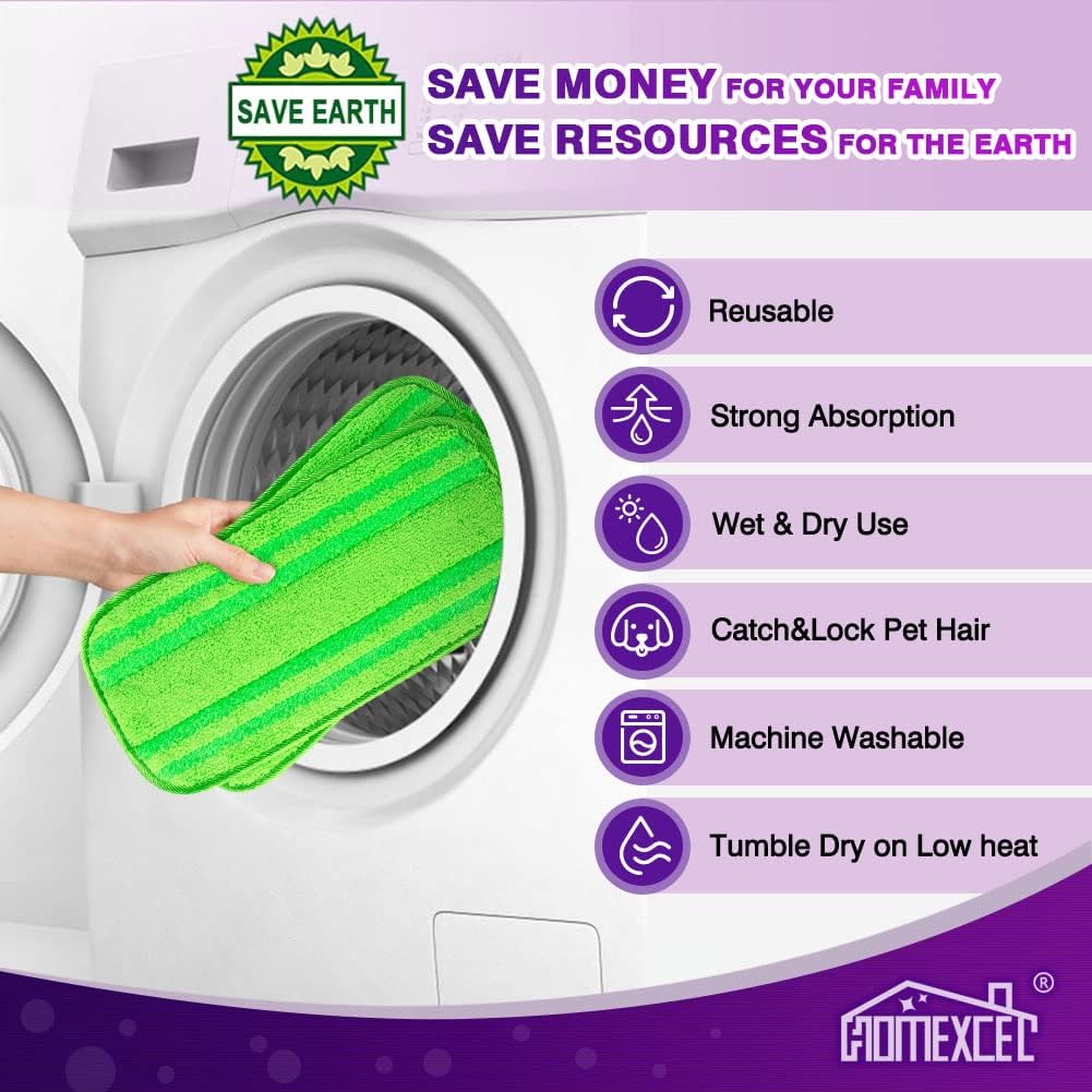 Microfiber Mop Pads Compatible with Swiffer Wet Jet (8 Count)