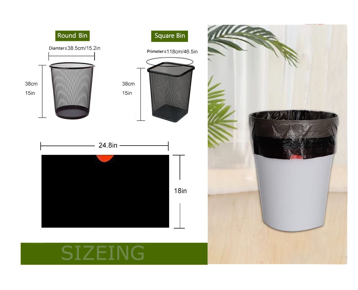 6 7 Gallon Black Trash Bag (100 Count)
