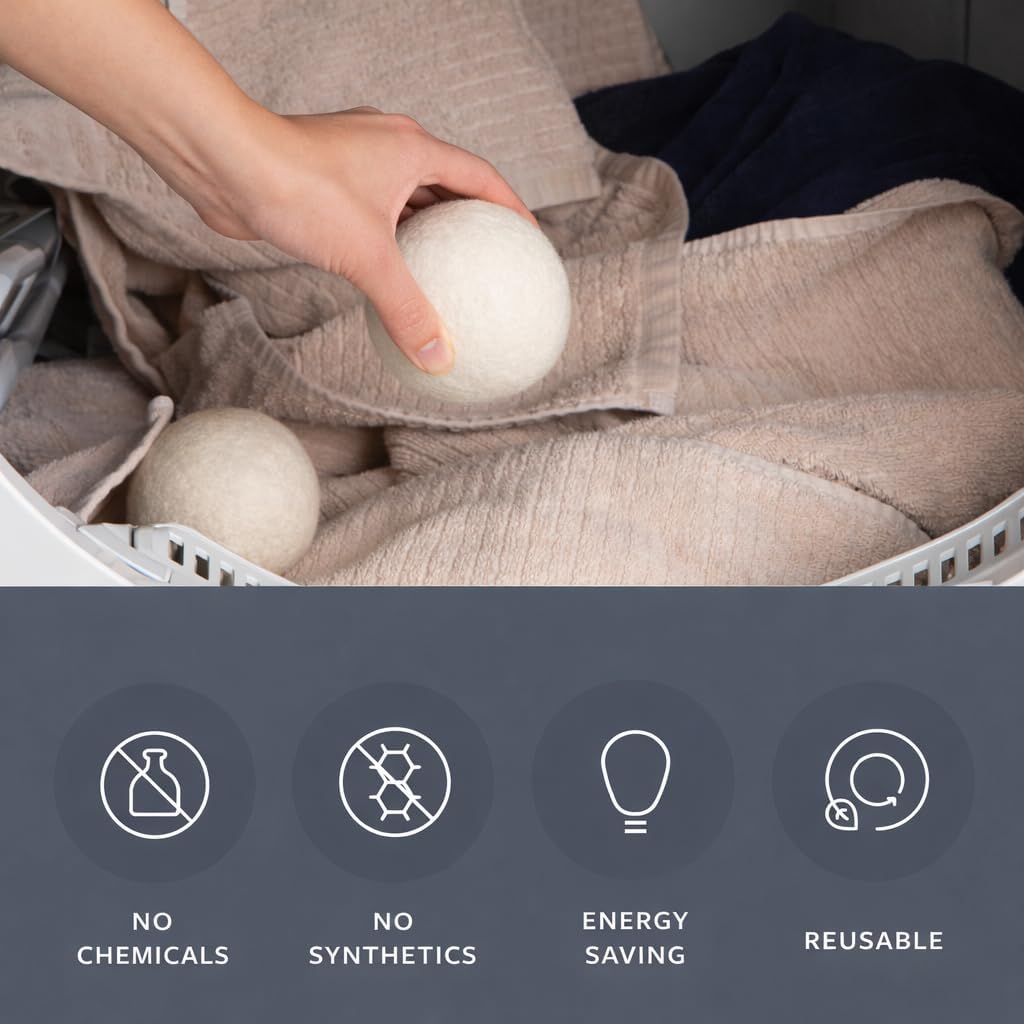 Premium New Zealand Wool Dryer Balls (6 Count)