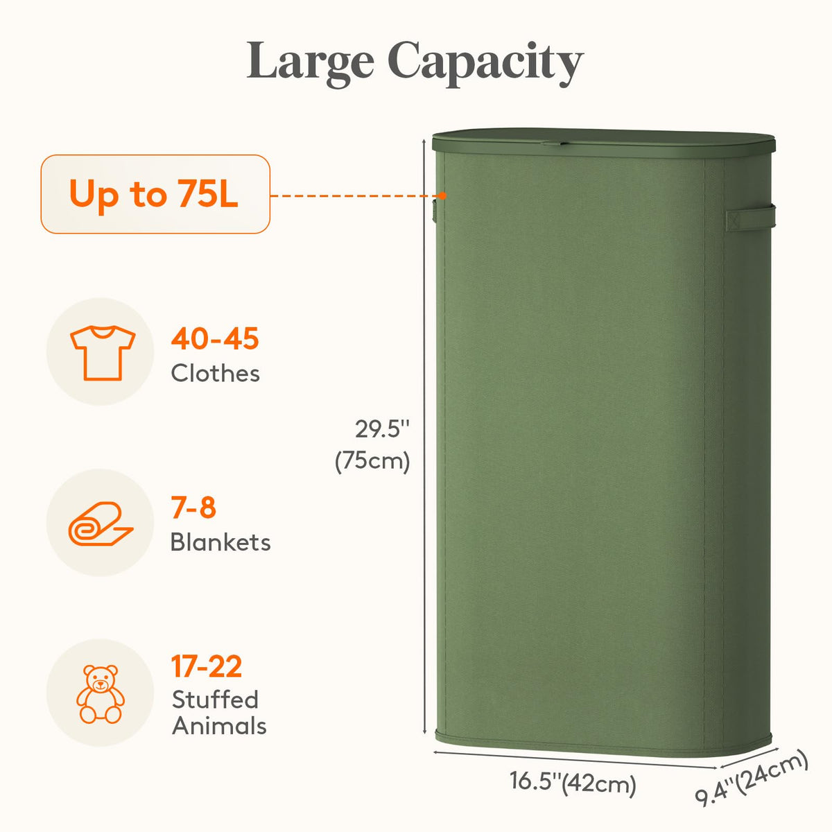 Slim Laundry Basket with Lid and Removable Bag