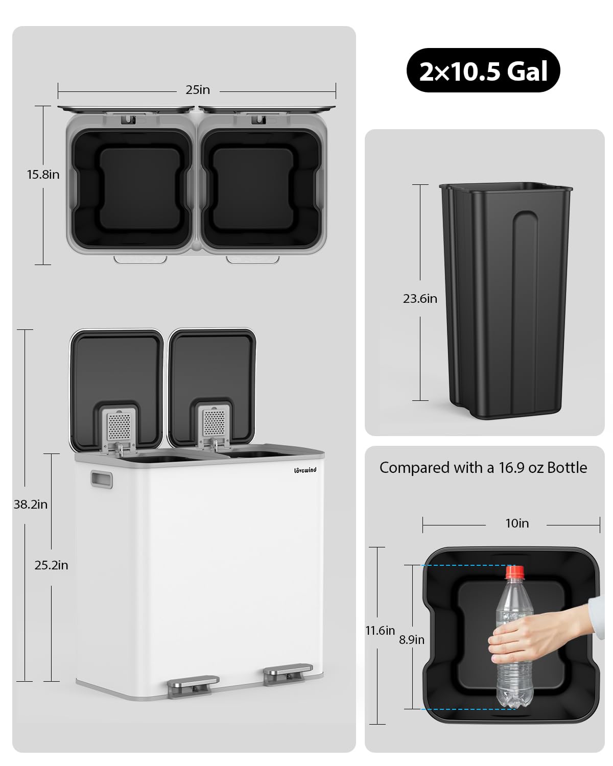 Trash Can 2 x 10.5 Gallon