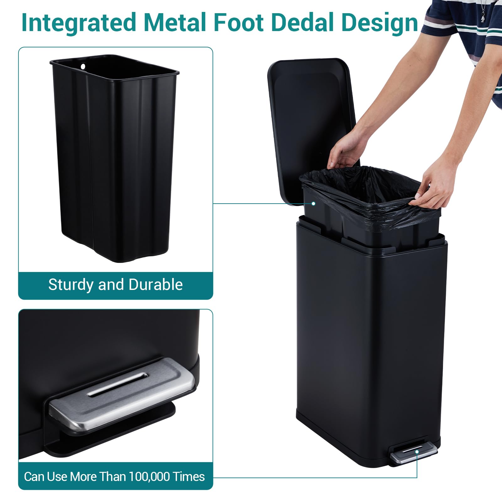 13.2 Gallon 50L Kitchen Trash Can