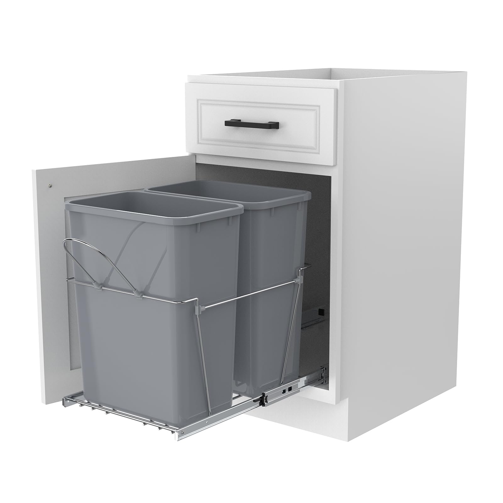 Double Pull Out Trash Can for Under Kitchen Cabinets Include Double 35QT Trash Bin Doesn't Include Door Fittings