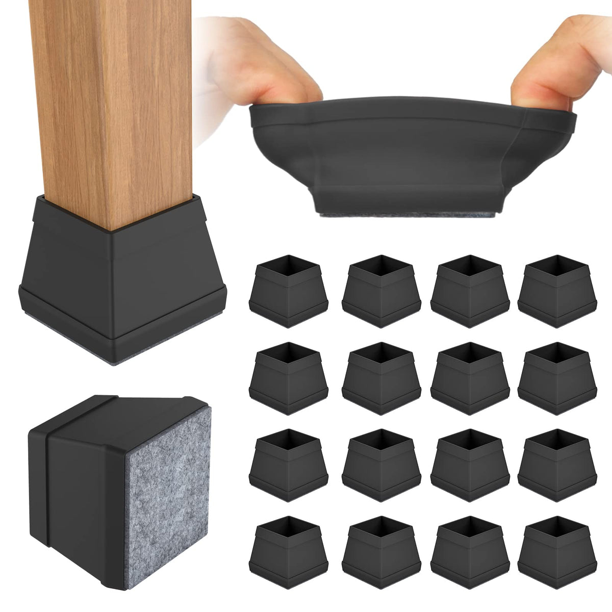16 PCS Square Chair Leg Floor Protector (16 Count)