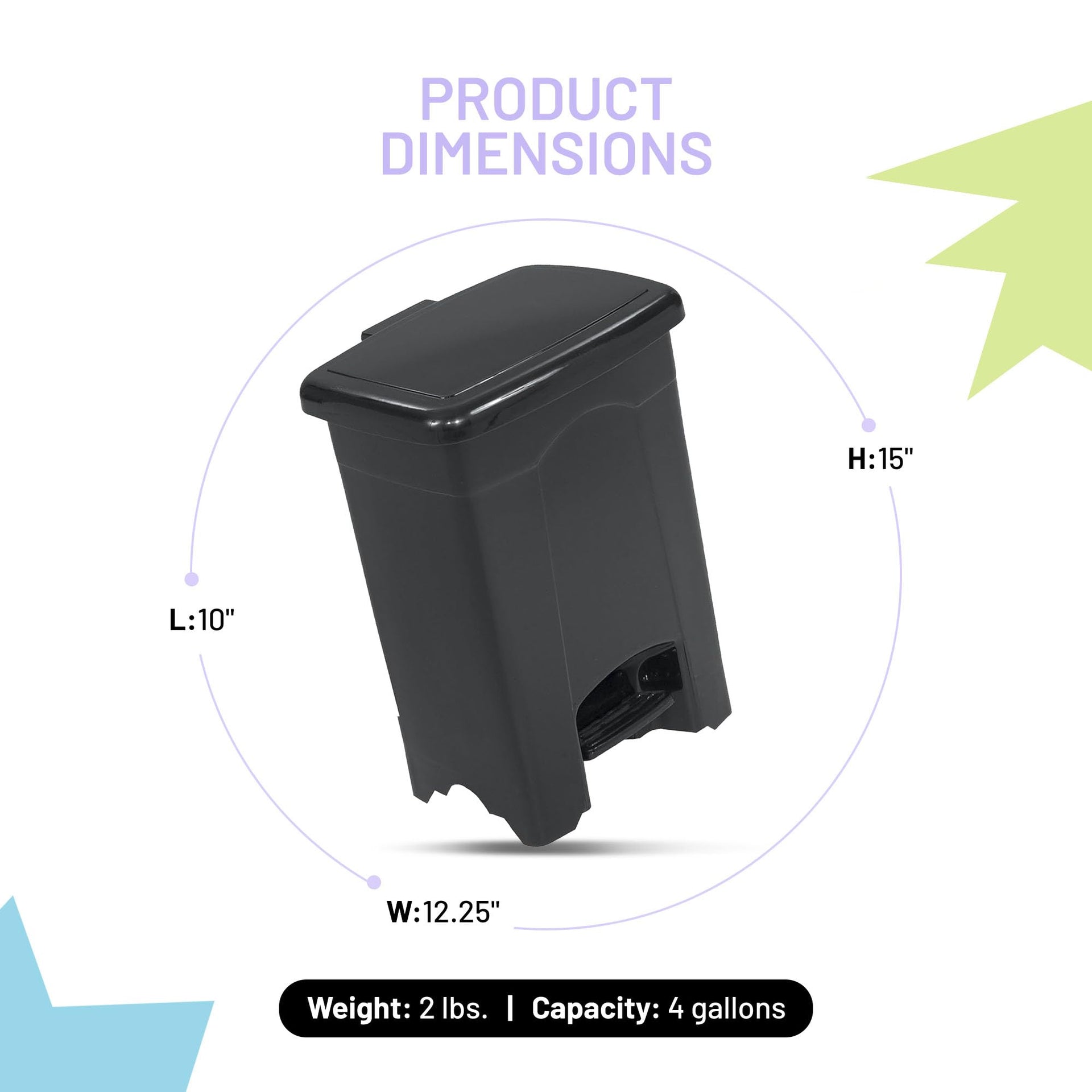 Step On Plastic Trash Can with Foot Pedal