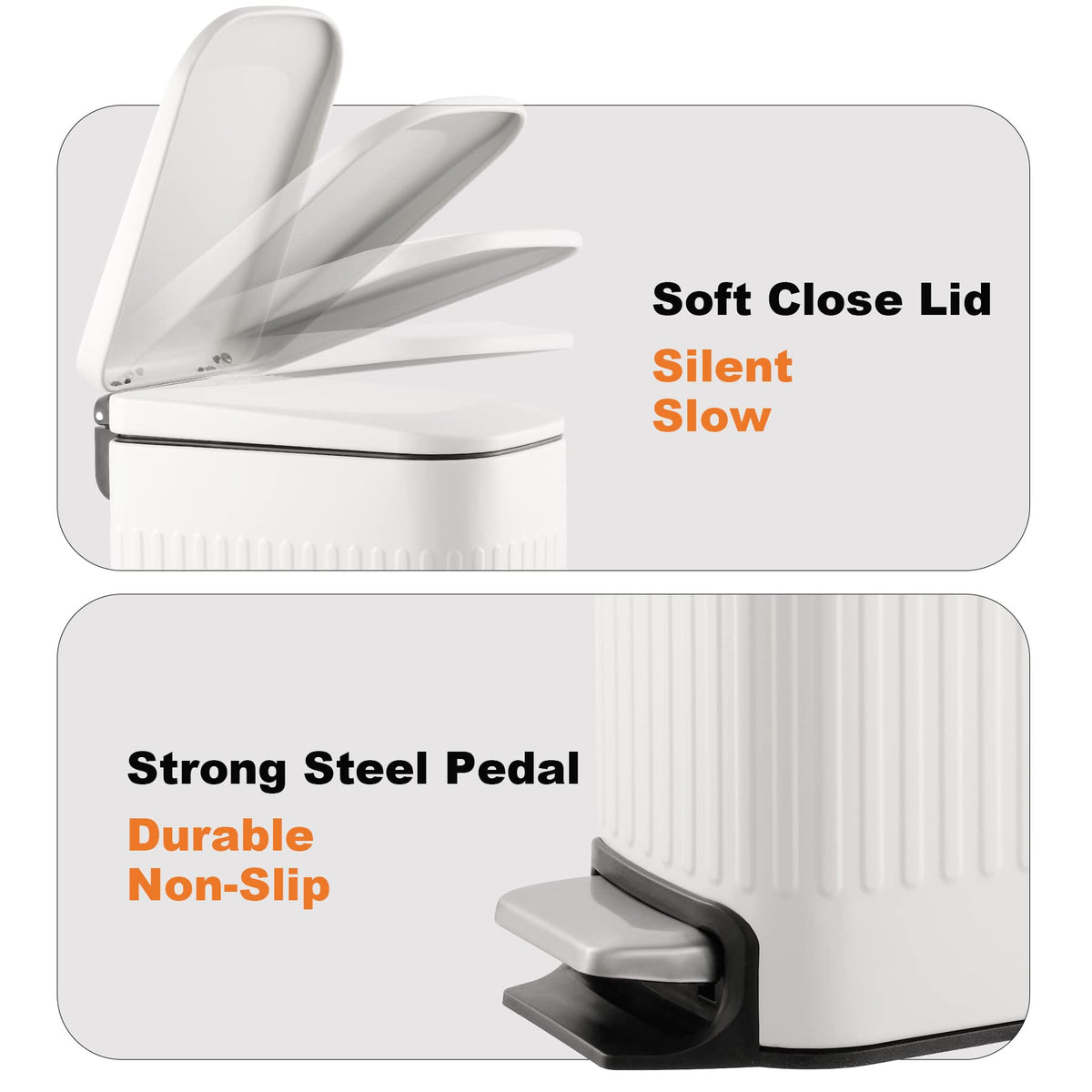 Slim Bathroom Trash Can with Lid Soft Close & Pedal
