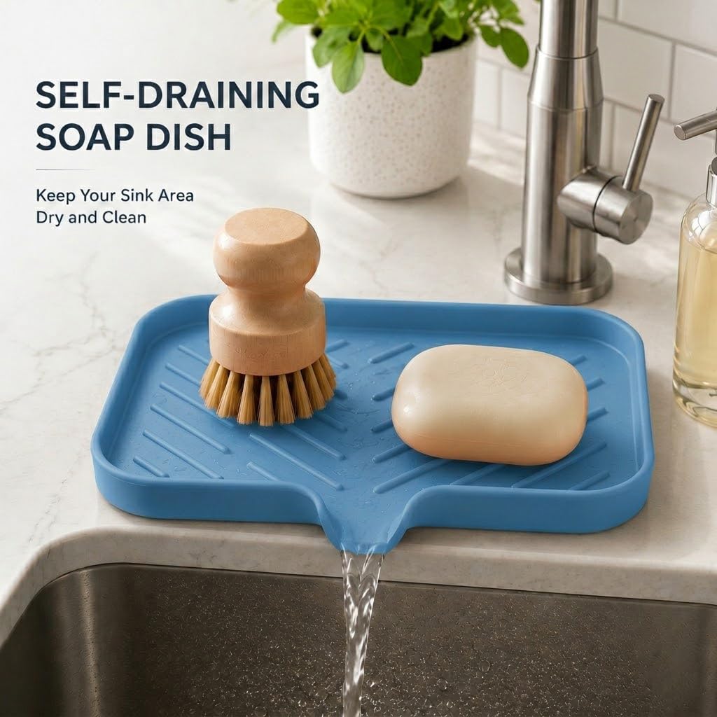Silicone Soap Dish with Drain Spout