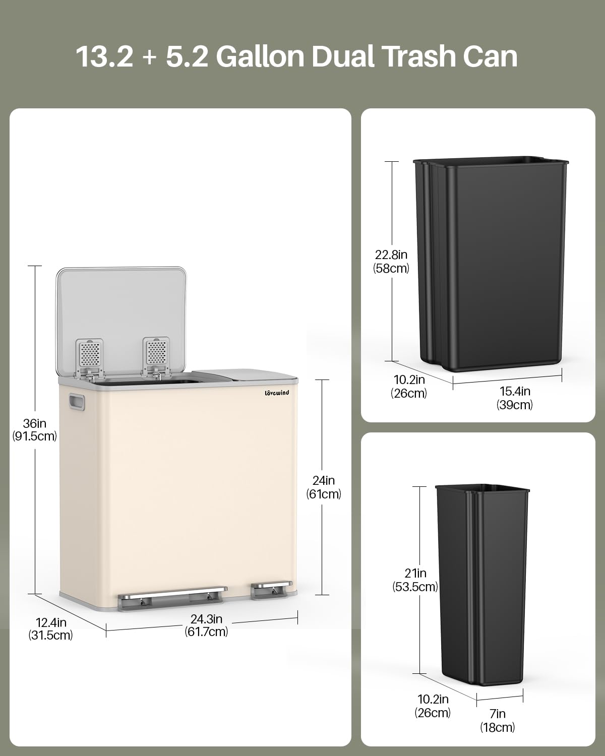 Dual Trash and Recycling Bins for Kitchen