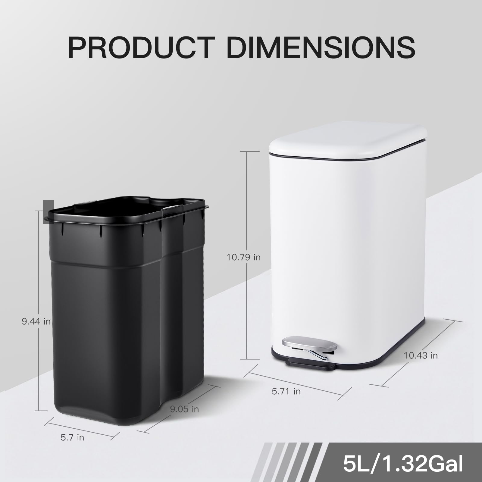 1.3 Gallon Bathroom Trash Can