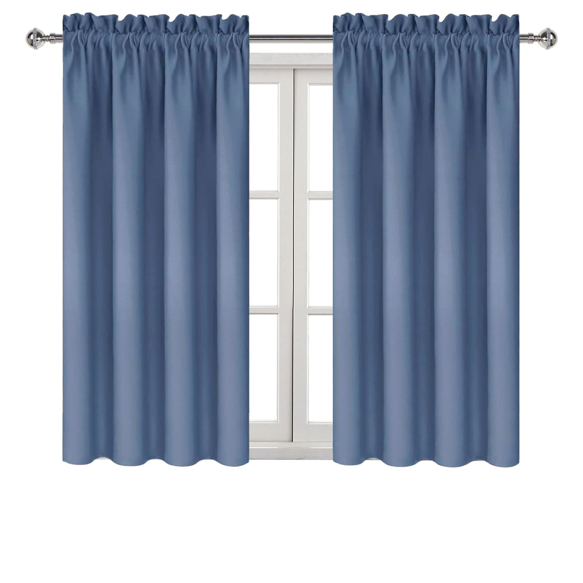 Blackout Curtains for Bedroom 38 x 45 Inch Long Dusty Blue 2 Panels (2 Count)