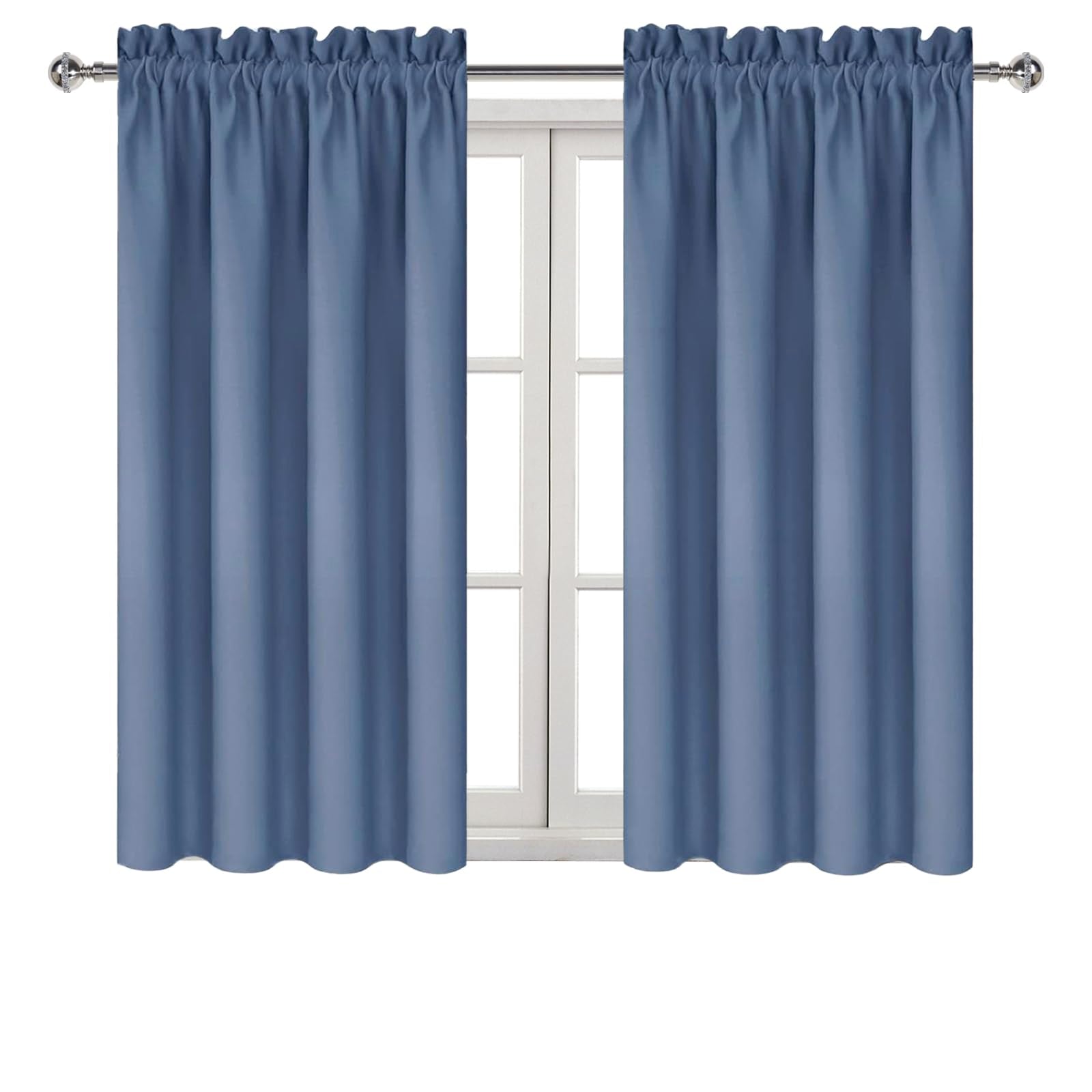 Blackout Curtains for Bedroom 38 x 54 Inch Long Dusty Blue 2 Panels