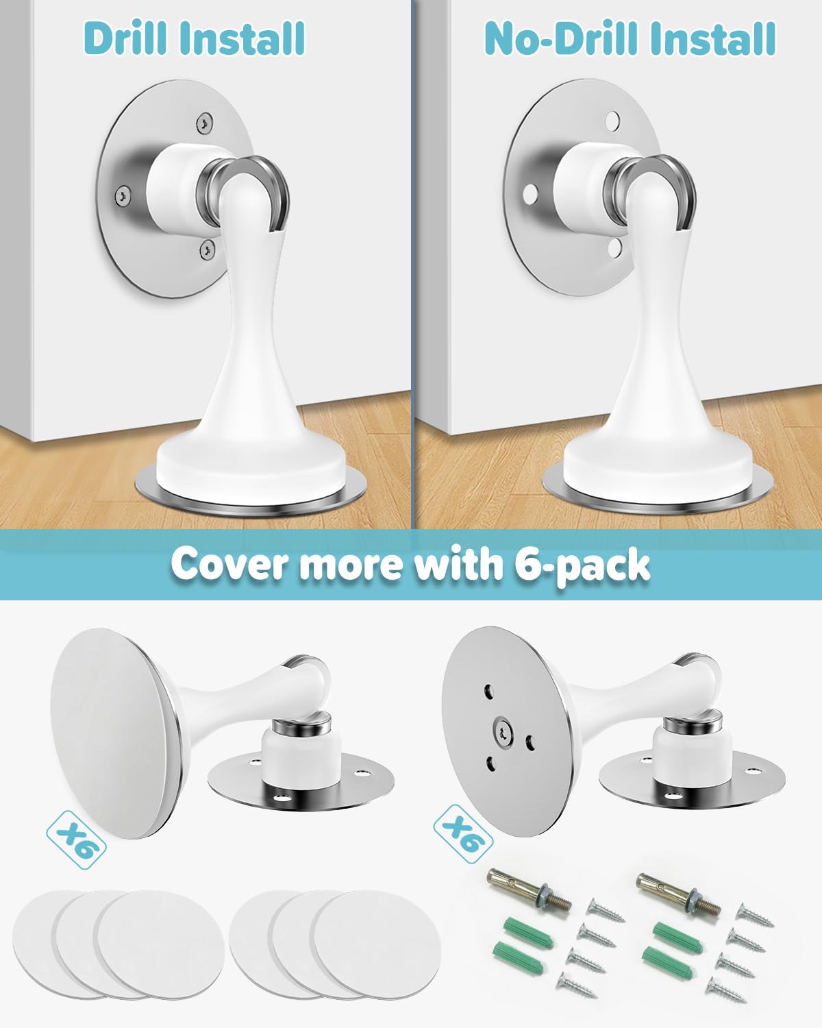 Door Stoppers Magnetic Door Catch (6 Count)