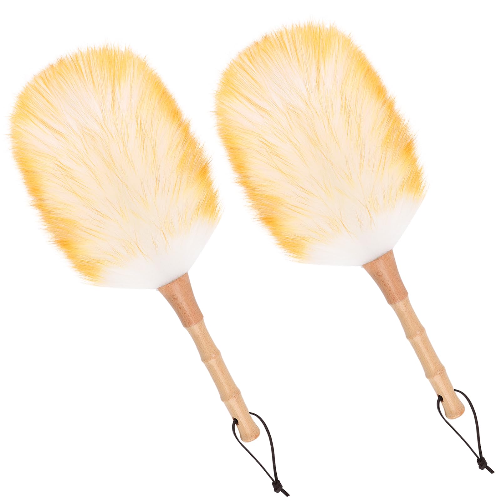 Lambswool Duster for Cleaning with Solid Wooden Handle Leather Hang Strap 14.9 inch Natural Feather Duster for Cleaning Ceiling Fans Window Blinds Computer Furniture