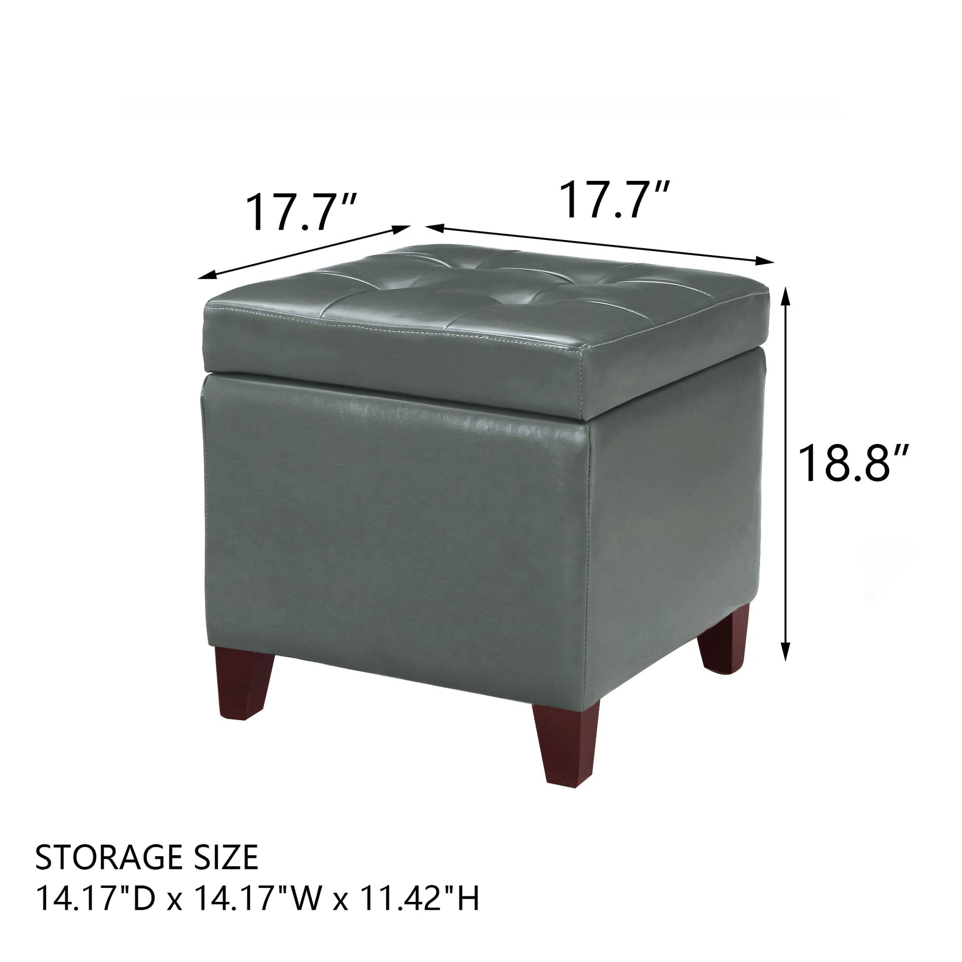 Bonded Leather Square Tufted Cubic Cube Storage Footstool