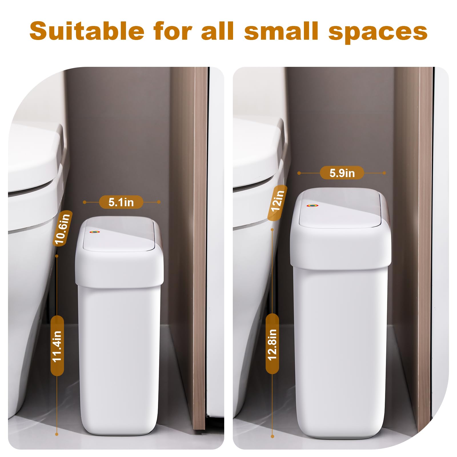 2 Pack Bathroom Trash Can with Lid (2 Count)