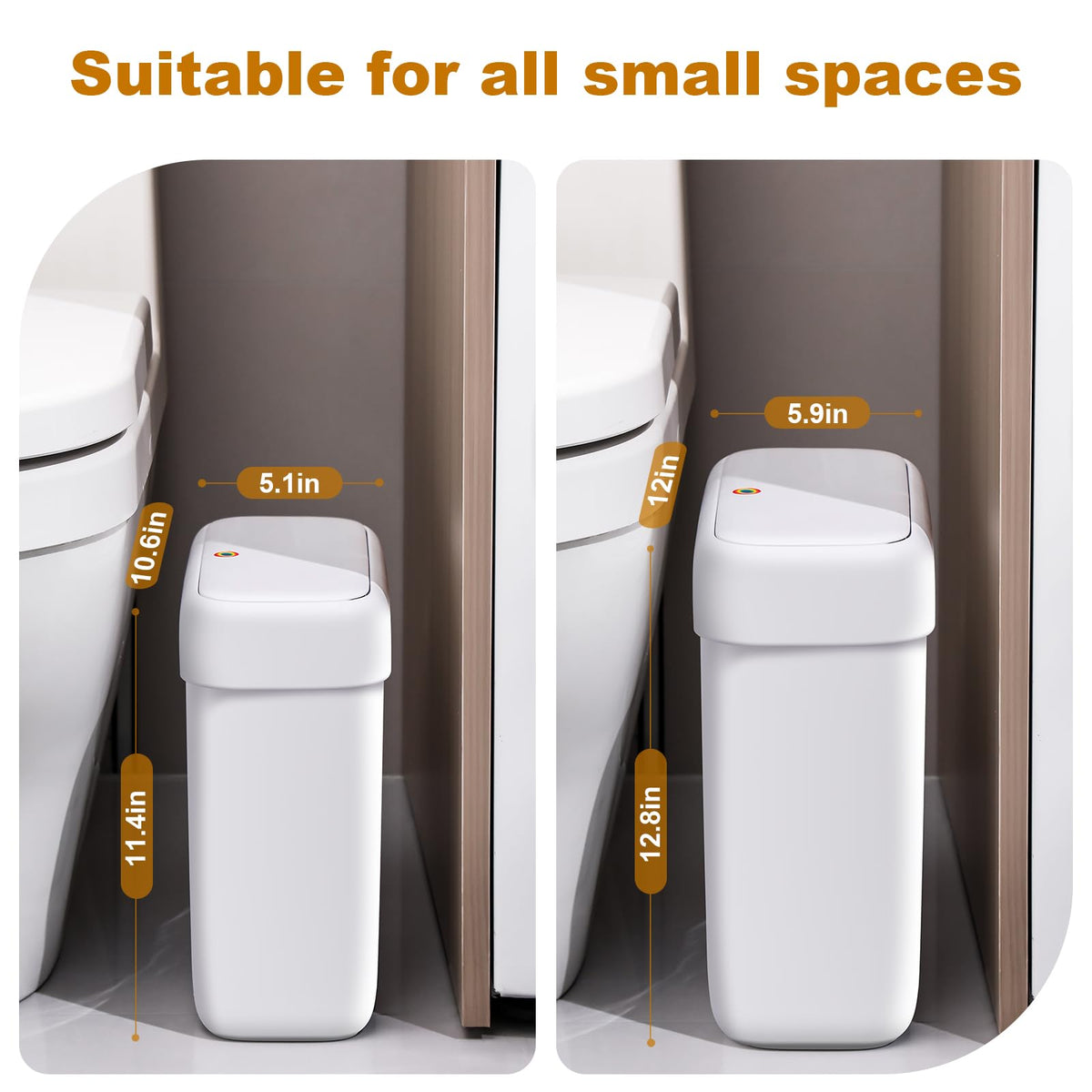 2 Pack Bathroom Trash Can with Lid (2 Count)