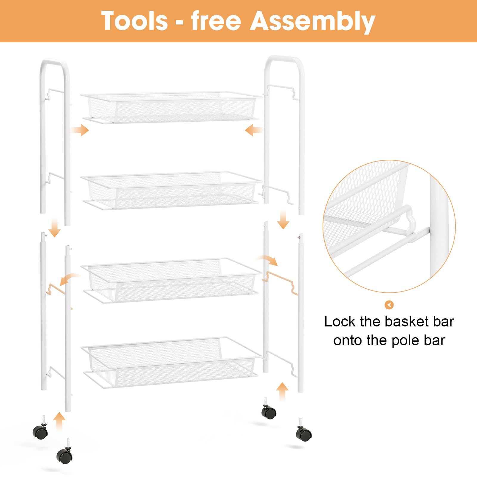 4 Tier Rolling Cart (4 Count)