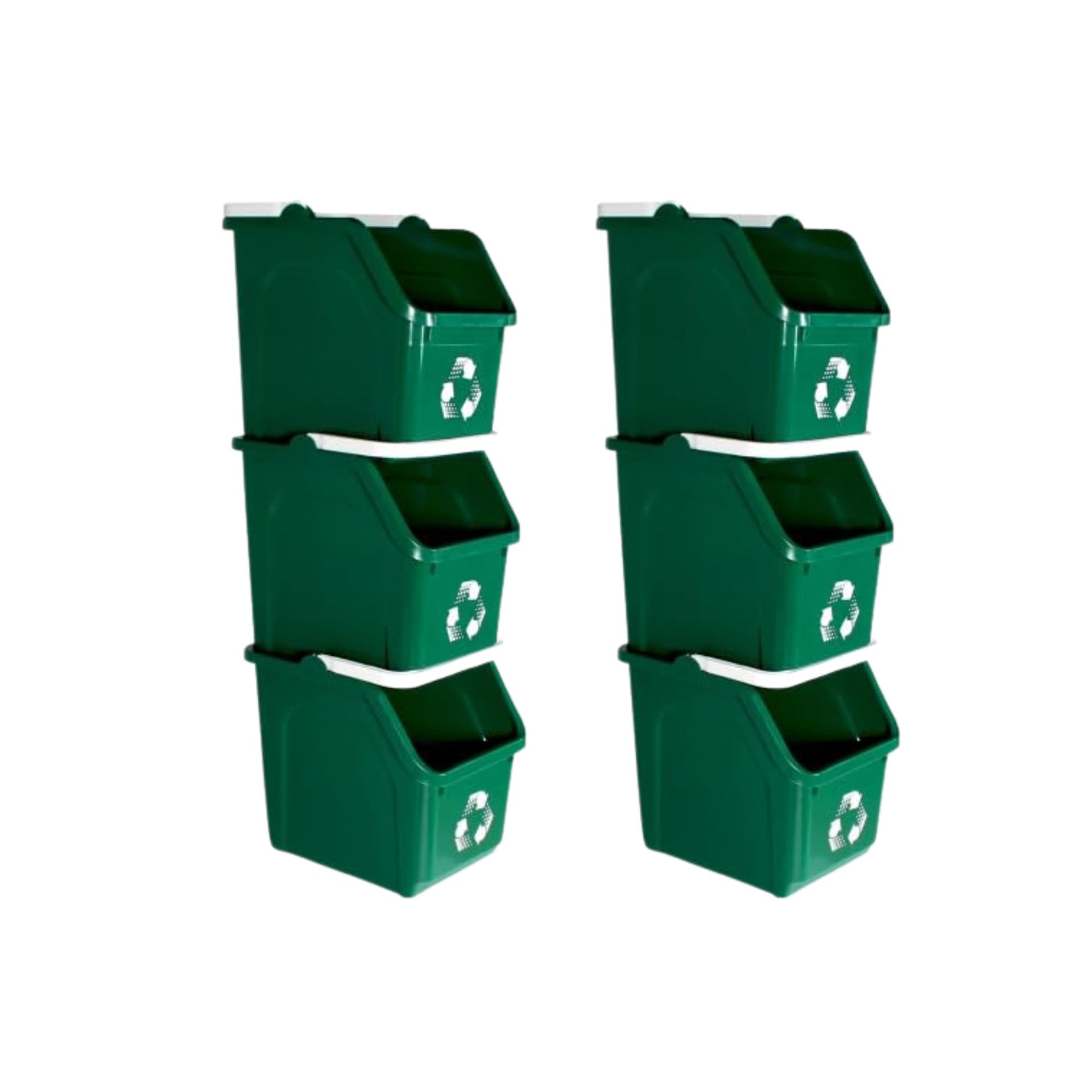 Green Recycle Bin 6 Gallon Stackable Recycle Bins for Kitchen with Handle (6 Count)