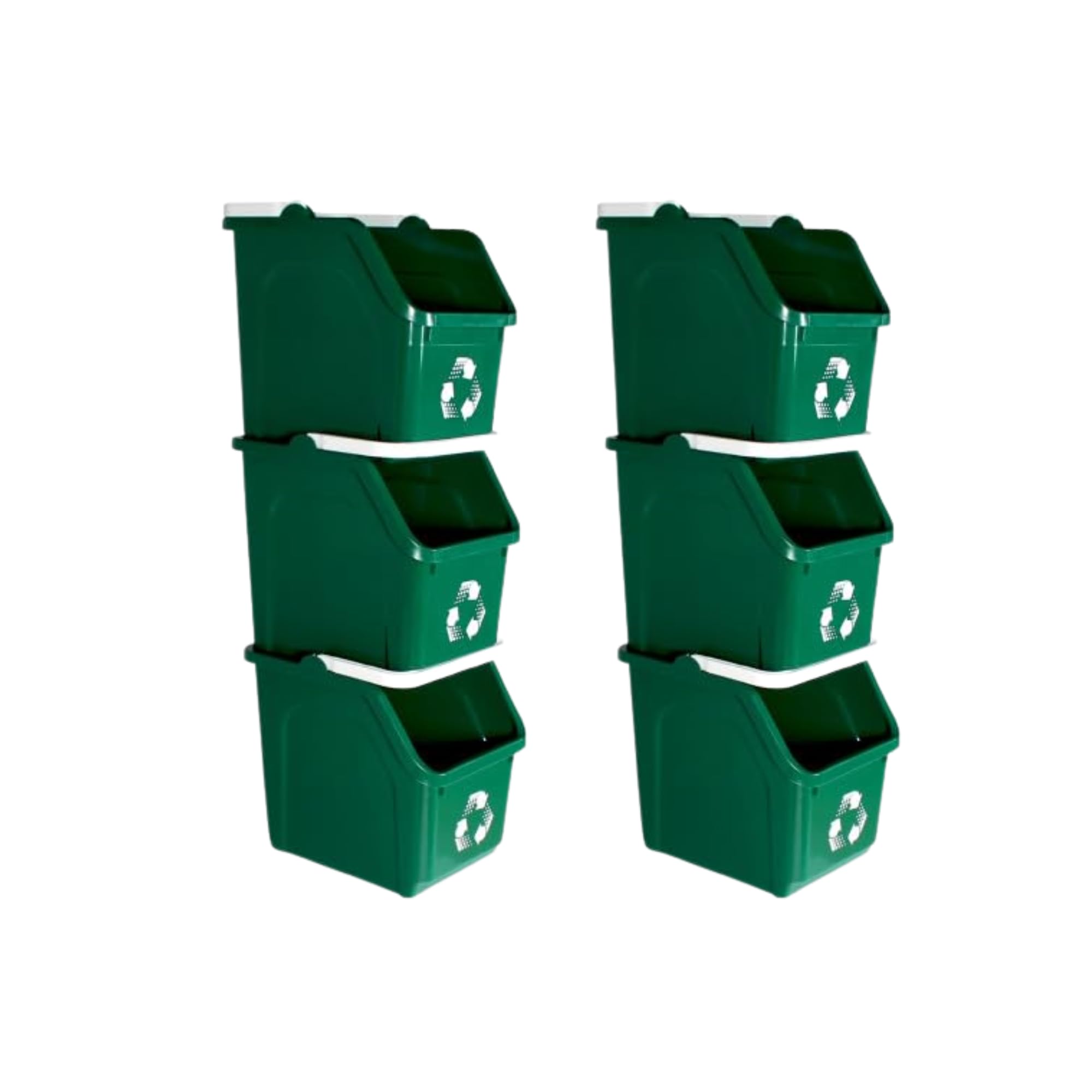 Green Recycle Bin 6 Gallon Stackable Recycle Bins for Kitchen with Handle (6 Count)