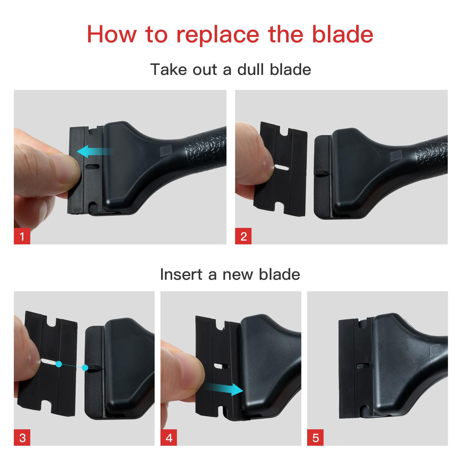 2 Pcs Long Handle Plastic Razor Blade Scraper and 100 PCS Blades