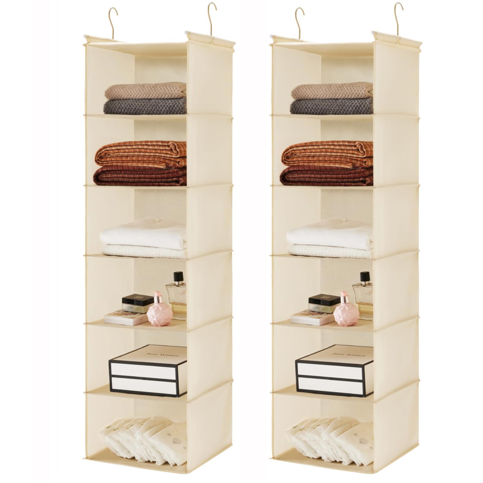 2 Pack 6 Tier Foldable Hanging Closet Organizer