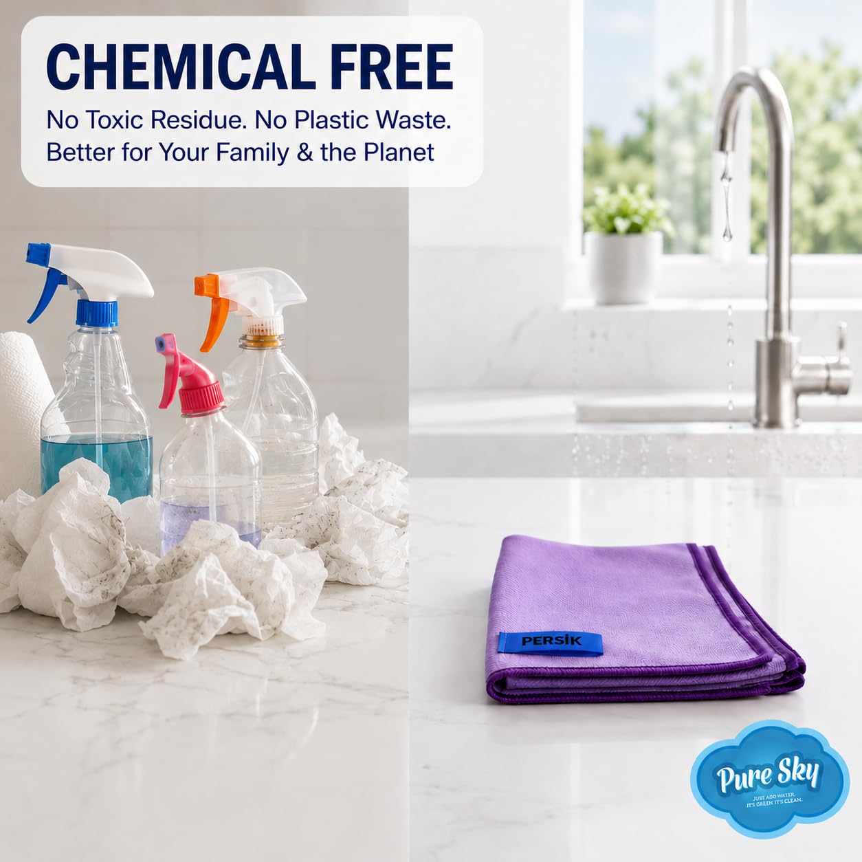 Pure Sky Window & Glass Cleaning Cloth Patented DUO