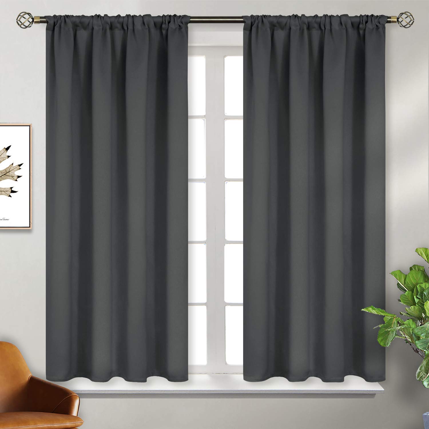 Dark Grey Blackout Curtains 45 Inch